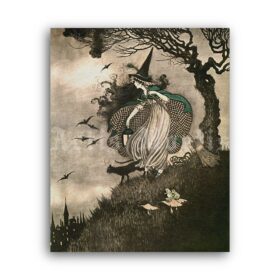 Printable Little witch with her black cat - Ida Rentoul Outhwaite art - vintage print poster