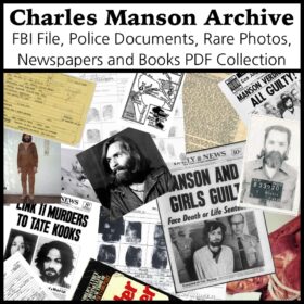 Printable Charles Manson Documents - FBI File, police record, photos - vintage print poster