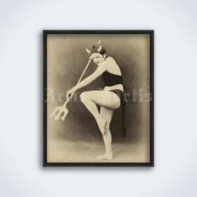 Printable Sexy dancer in devil costume, retro girl photo poster - vintage print poster