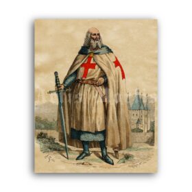 Printable Jacques de Molay - Knight Templar last grand master print - vintage print poster