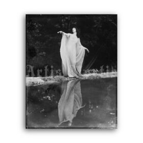 Printable Ghostly woman dancing near the water vintage photo - vintage print poster