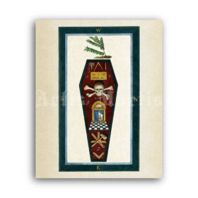 Printable Knight's Templar certificate, vintage Freemasonry print - vintage print poster