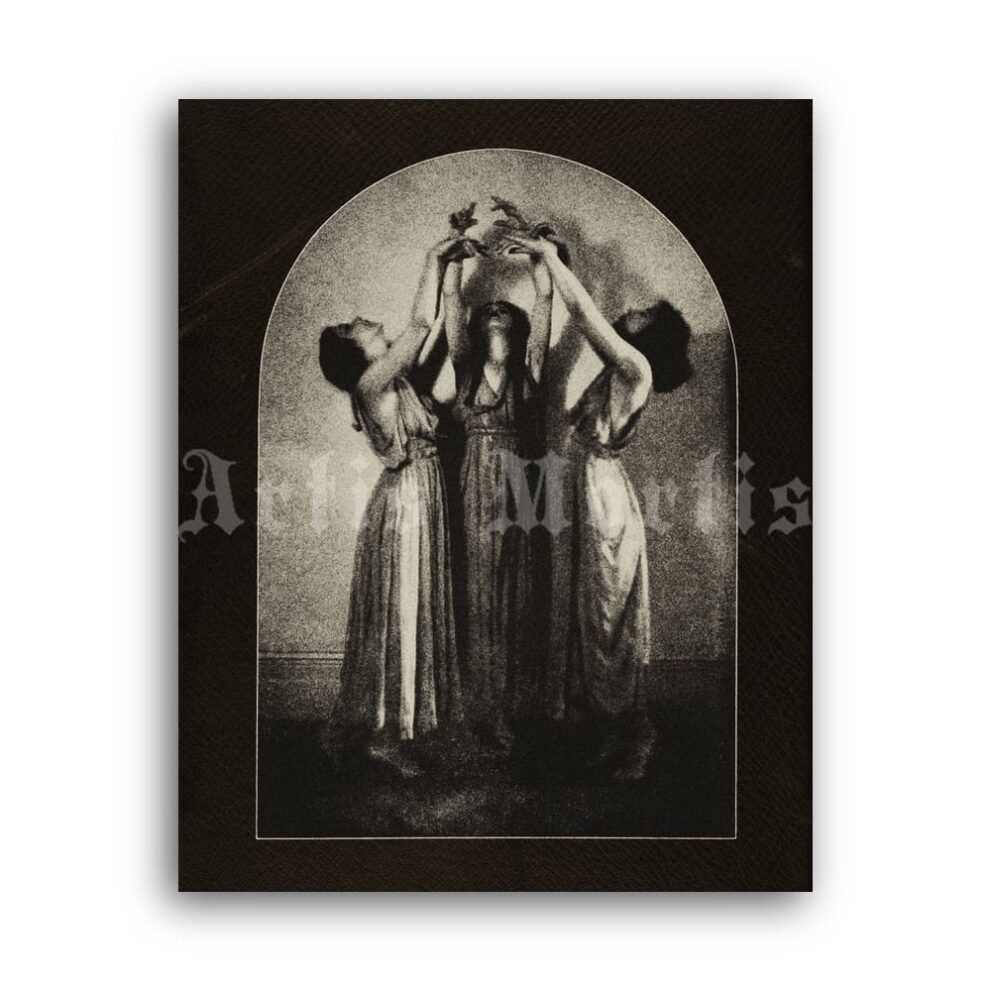 Printable Ritual dance, three dancing women vintage photo poster - vintage print poster