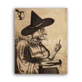 Printable Mother Shipton portrait, famous witch, prophecy, fortune teller - vintage print poster
