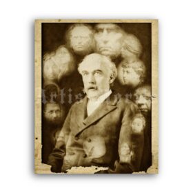 Printable Spirits around a man, ghosts, spiritism, spiritualism photo - vintage print poster
