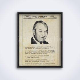 Printable Joseph Bonanno crime leader, mafia boss wanted poster - vintage print poster