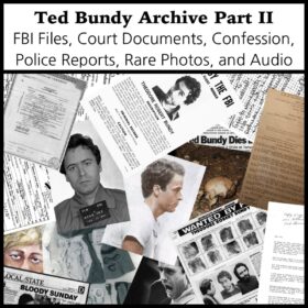 Printable Ted Bundy PDF Archive II - FBI and Police files, photos, tapes - vintage print poster