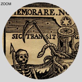 Printable Medieval symbols of death, memento mori bookplate print - vintage print poster
