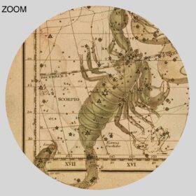 Printable Scorpius and Libra zodiacal constellations, astronomy, zodiac print - vintage print poster