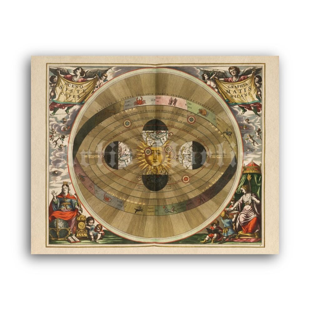 Printable Harmonia Macrocosmica atlas plate 5, antique astronomy print - vintage print poster