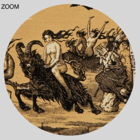 Printable Naked witches riding goats - vintage dark art by Bernard Zuber - vintage print poster