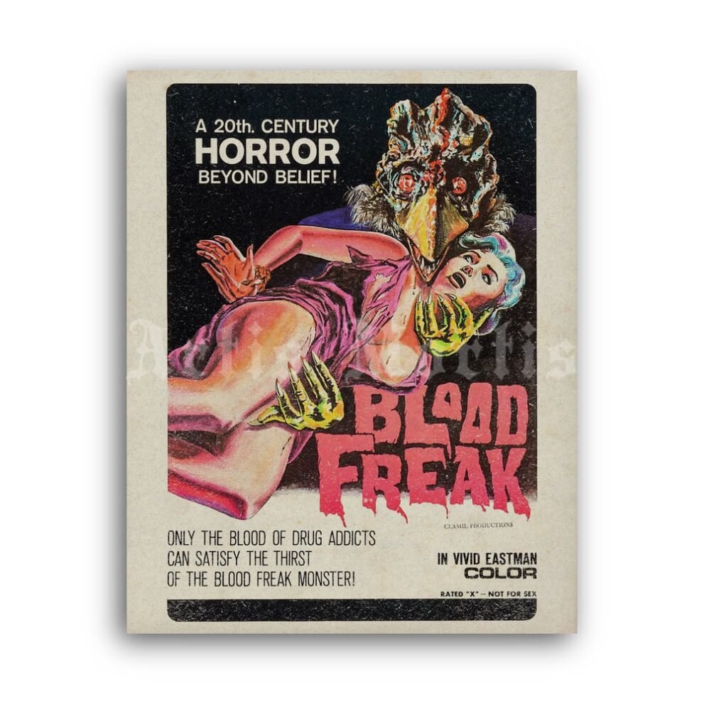 Printable Blood Freak vintage 1972 horror movie poster print - vintage print poster