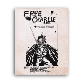 Printable Free Charlie - serial killer Charles Manson vintage poster - vintage print poster