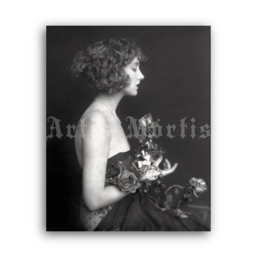 Printable Woman with flowers, vintage photo by Alfred Cheney Johnston - vintage print poster