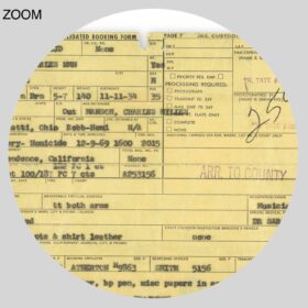 Printable Charles Manson arrest record, fingerprint, document poster - vintage print poster