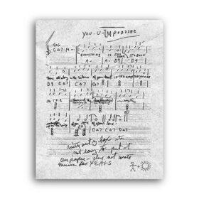Printable Charles Manson song score, guitar sheet music poster - vintage print poster