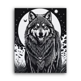 Printable Gravure 3932 - Steppenwolf, wolf, dark art by Artis Mortis - vintage print poster