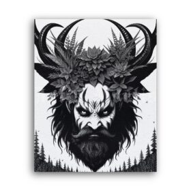 Printable Gravure 3937 - forest spirit, demon, dark art by Artis Mortis - vintage print poster