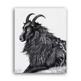Printable Gravure 3941 - black goat, witchcraft, dark art by Artis Mortis - vintage print poster