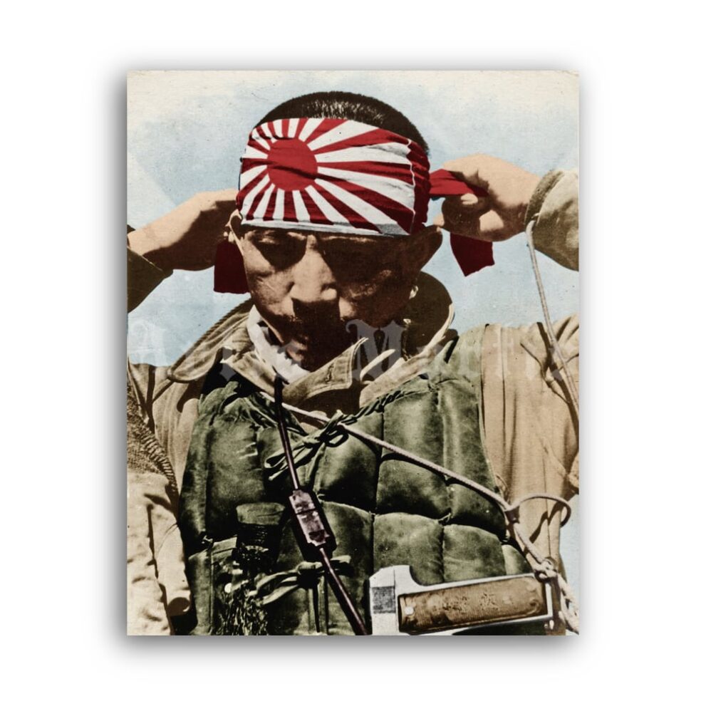 Printable Kamikaze - WWII history, Japanese pilot, military photo poster - vintage print poster