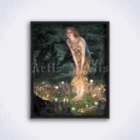 Printable Midsummer Eve painting by Edward Robert Hughes, fairy art - vintage print poster