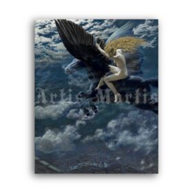 Printable Dream Idyll, Valkyrie painting by Edward Robert Hughes - vintage print poster