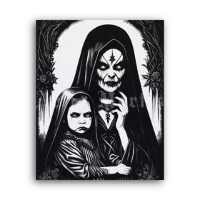 Printable Gravure 3935 - Daughter, creepy girl, dark art by Artis Mortis - vintage print poster