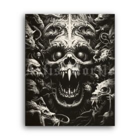 Printable Gravure 4331 - Mouth of Hell, satanic dark art by Artis Mortis - vintage print poster