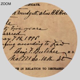 Printable H. H. Holmes - first American serial killer death certificate print - vintage print poster