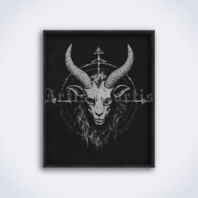 Printable Gravure 4372 - Hail Satan, Baphomet, satanic art by Artis Mortis - vintage print poster