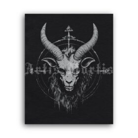 Printable Gravure 4372 - Hail Satan, Baphomet, satanic art by Artis Mortis - vintage print poster