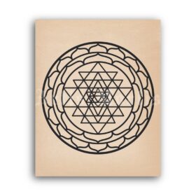 Printable Shri Yantra mystical symbol, diagram, sacred geometry art print - vintage print poster