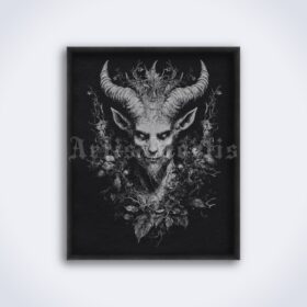 Printable Gravure 4426 - Pan, forest demon, faun dark art by Artis Mortis - vintage print poster