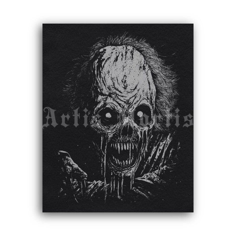 Printable Gravure 4428 - Deadite, zombie, horror dark art by Artis Mortis - vintage print poster