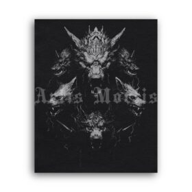 Printable Gravure 4434 - Cerberus, hound of Hades, art by Artis Mortis - vintage print poster