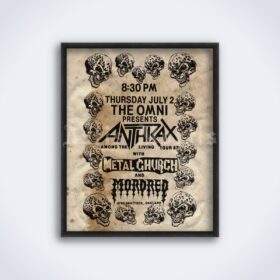 Printable Anthrax, Metal Church, Mordred 1987 thrash metal concert flyer - vintage print poster