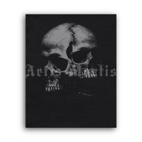 Printable Gravure 5456 - Twins, conjoined skulls dark art by Artis Mortis - vintage print poster