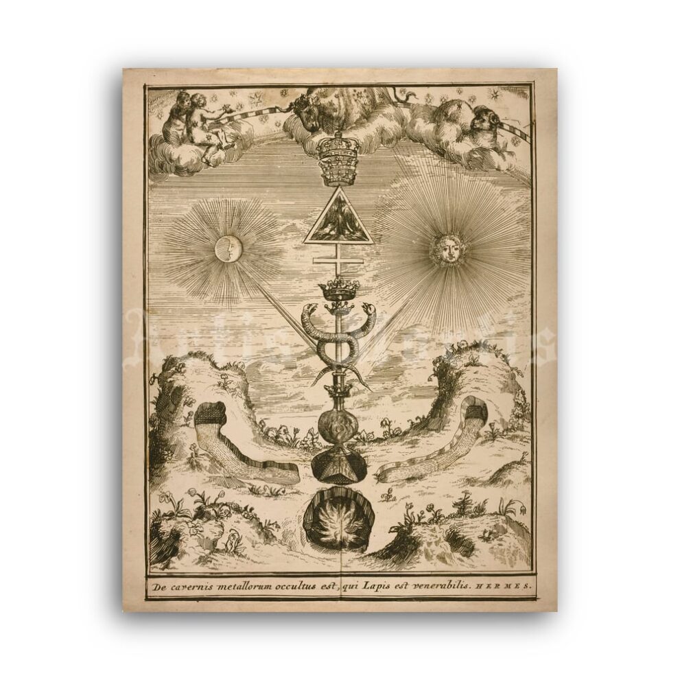 Printable Birth of the philosopher's stone, Hermetic triumph, alchemical art - vintage print poster