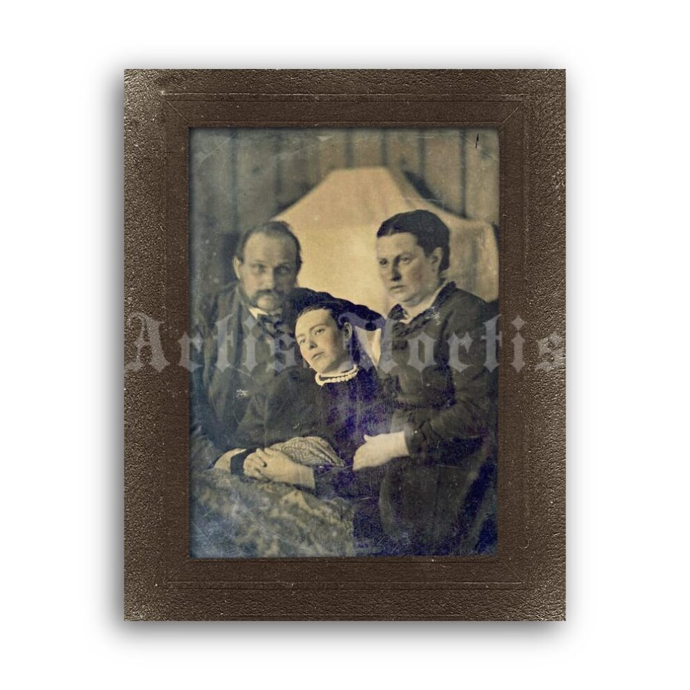Printable Victorian era family photo, postmortem daguerreotype print - vintage print poster