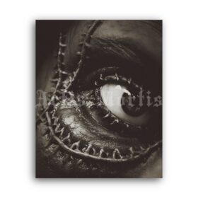 Printable Sutures on the face photo, body horror, creepy, macabre print - vintage print poster