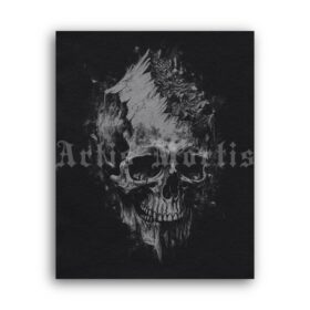 Printable Gravure 5468 - Mountain, skull, surreal dark art by Artis Mortis - vintage print poster