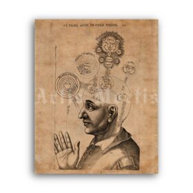 Printable Mental faculties, diagram of the human mind, spiritual brain print - vintage print poster