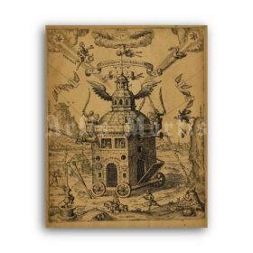 Printable Basilisk - medieval bestiary, rooster monster, creature print - vintage print poster