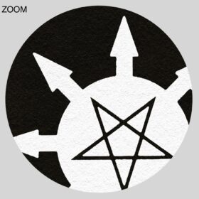 Printable Algol symbol, Luciferian chaos pentagram sigil, white-black print - vintage print poster