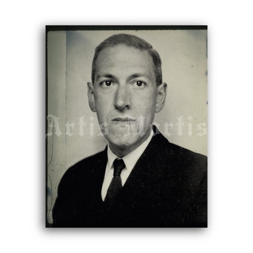 Printable H.P. Lovecraft photo portrait, Cthulhu mythos writer poster - vintage print poster