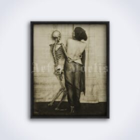 Printable Lady dancing with skeleton, vintage photo by Franz Fiedler - vintage print poster