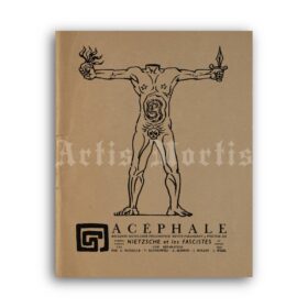 Printable Acephale magazine cover, Georges Bataille secret society poster - vintage print poster
