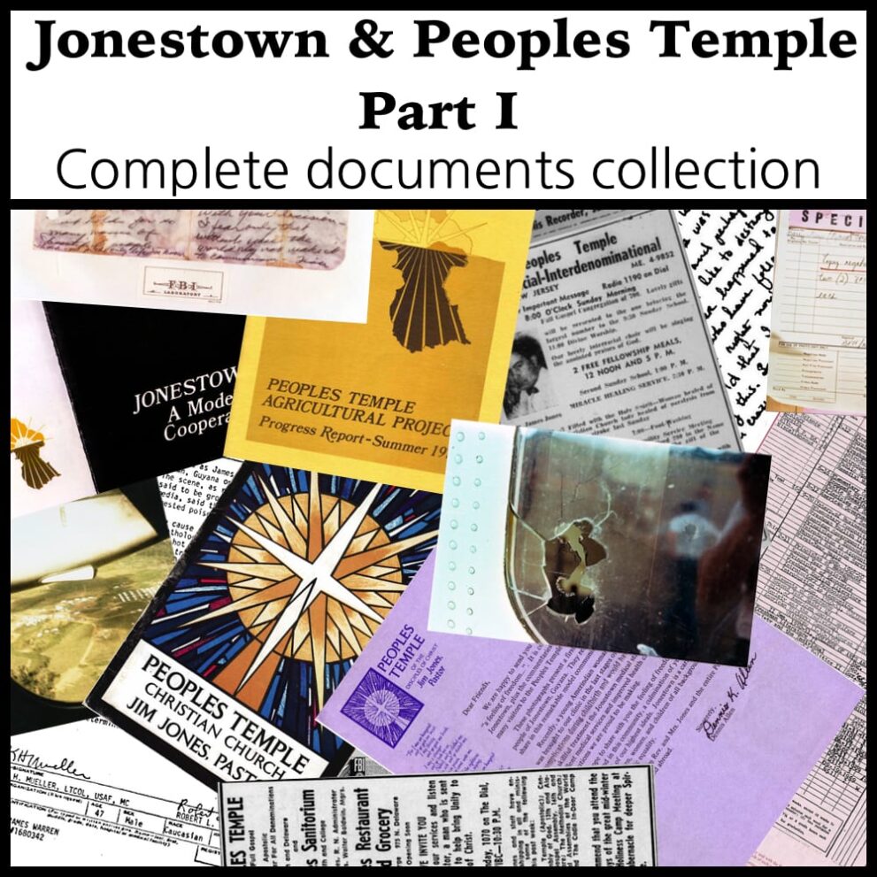 Printable Jonestown and Peoples Temple documents collection part 1 - vintage print poster