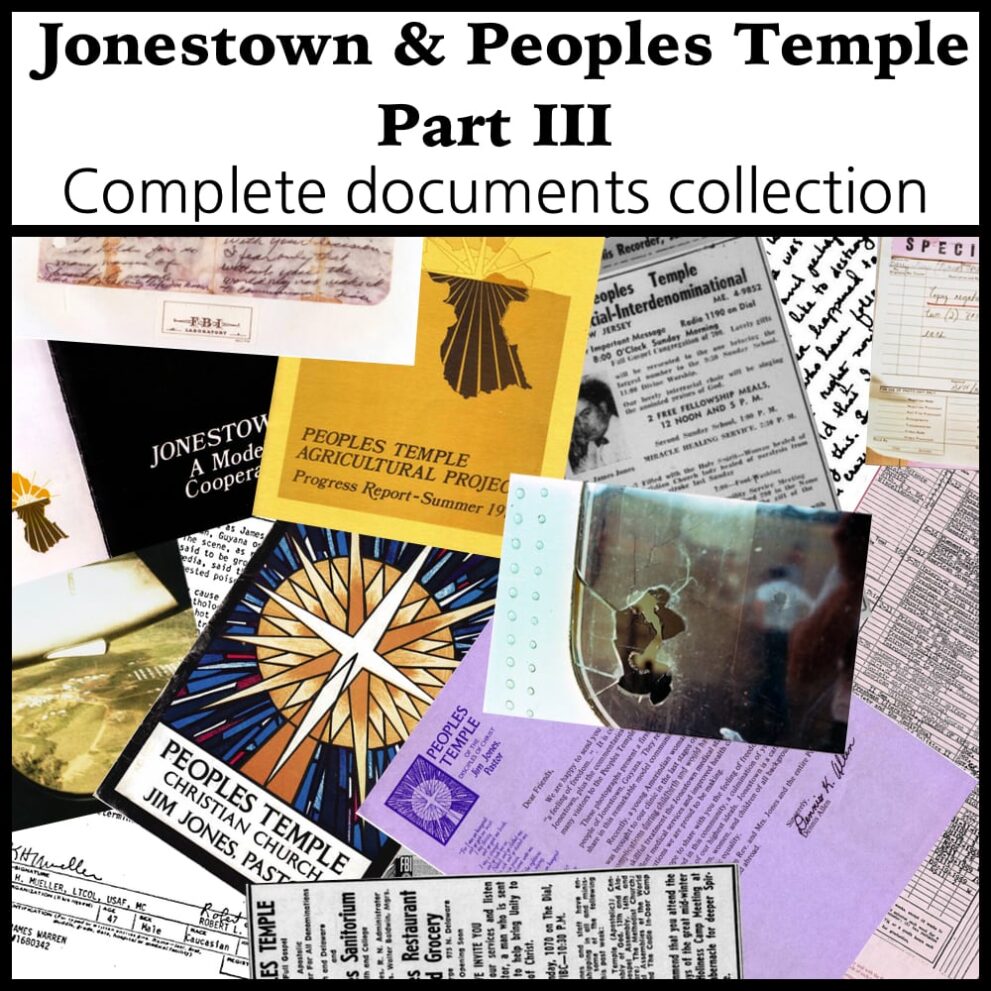 Printable Jonestown and Peoples Temple documents collection part 3 - vintage print poster