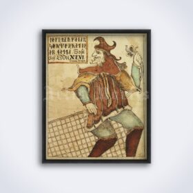 Printable Loki trickster-god, norse pagan mythology illustration print - vintage print poster